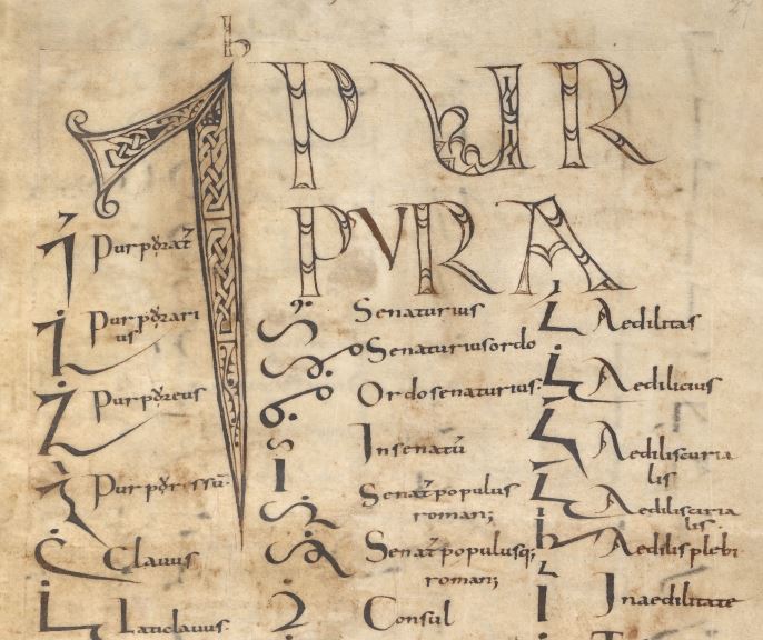 A medieval list of shorthand symbols, with their meanings in Latin